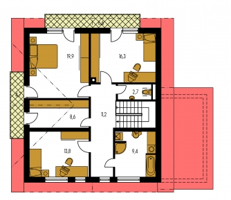 Mirror image | Floor plan of second floor - KLASSIK 150